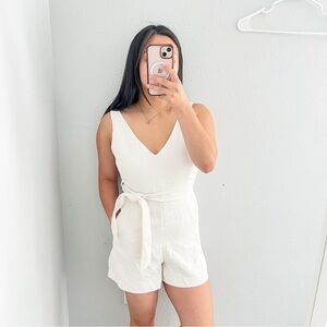 Wilfred Ivory Sleeveless V Neck Wrap Romper | Size 2